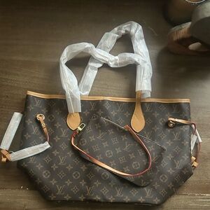 Brown Designer Tote Bag with Pouch